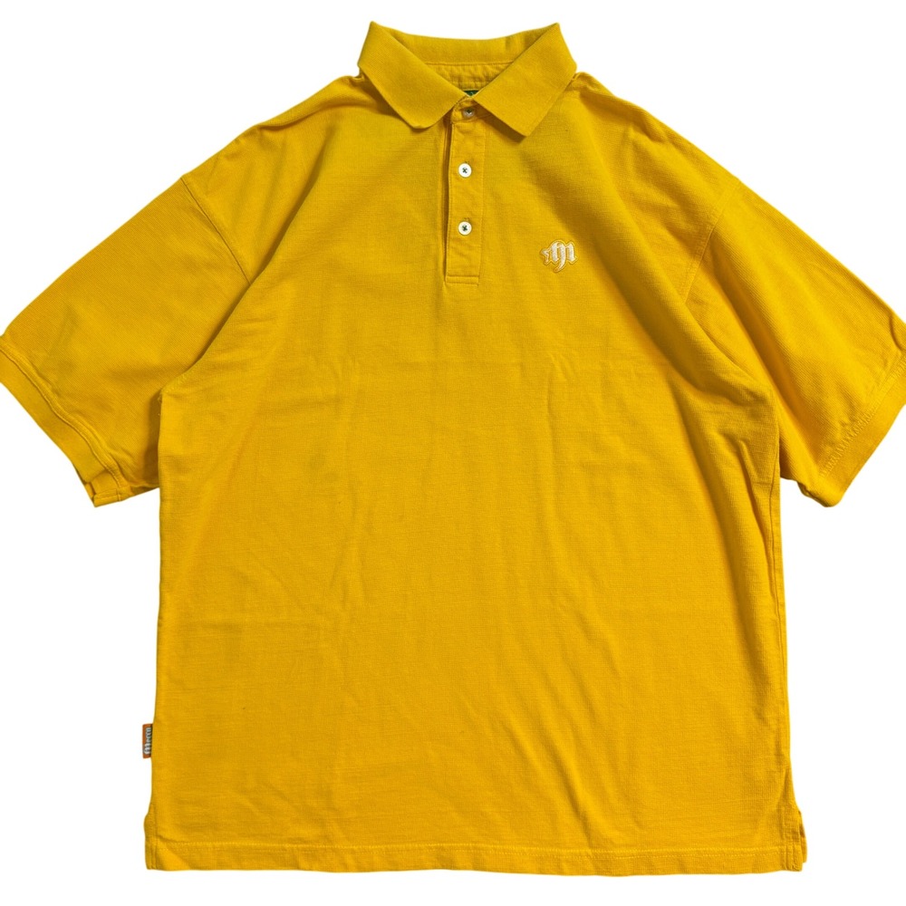Vintage Mecca USA Mens XL Yellow Pique Polo Shirt Short Sleeve Embroidered Logo